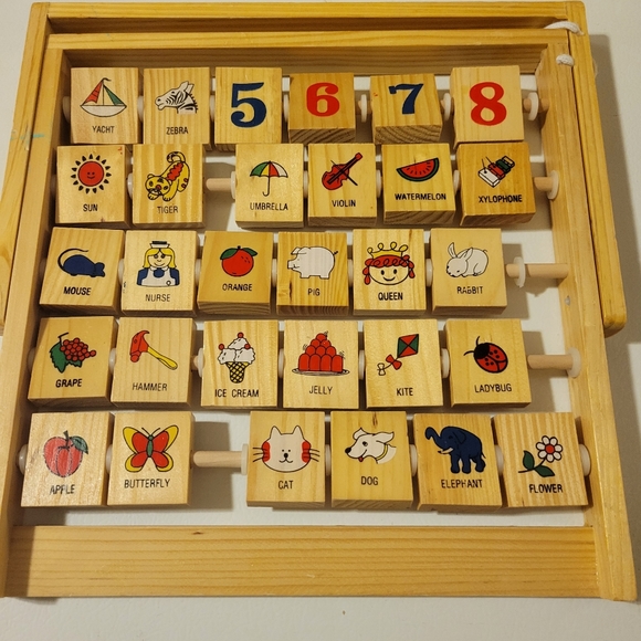 Vintage Learn the Alphabet Wooden ABC Toy Flip Letters Wood Toy - Picture 4 of 4